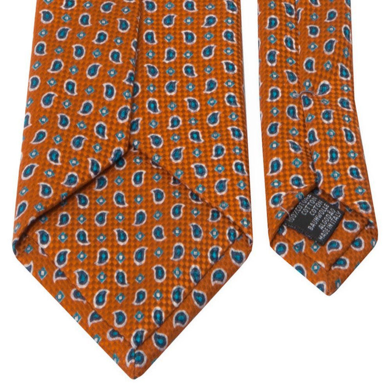 Panama-Krawatte in Orange mit Paisley-Muster von BGENTS Rückseite