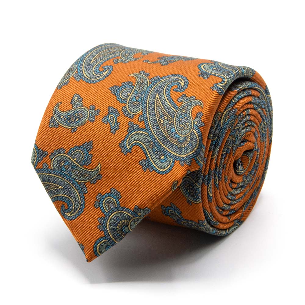 Mogador-Krawatte in mit Orange Paisley-Muster┃BGENTS
