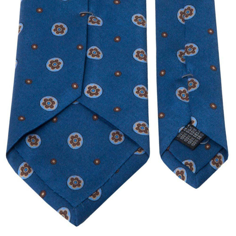Blaue Krawatte aus Shantung-Seide mit Blüten-Muster von BGENTS Rückseite
