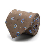 Braune Krawatte aus Shantung-Seide mit Blüten-Muster von BGENTS