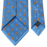 Hellblaue Seiden-Jacquard Krawatte mit gelben Blüten-Muster von BGENTS Rückseite
