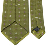 Hellgrüne Seiden-Jacquard Krawatte mit Blüten-Muster von BGENTS Rückseite
