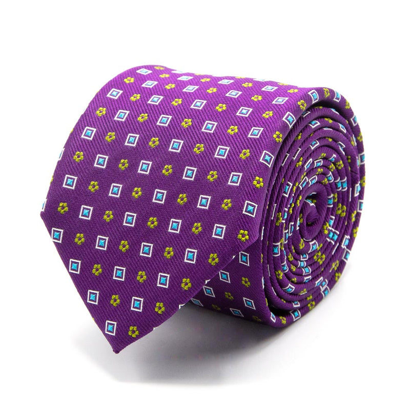 Lila Seiden-Jacquard Krawatte mit geometrischem Muster von BGENTS
