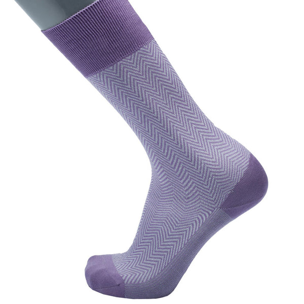 Feine Socken aus 100 % Baumwolle mit Fischgrätenmuster in Flieder, Gr. 39/40 - BGENTS
