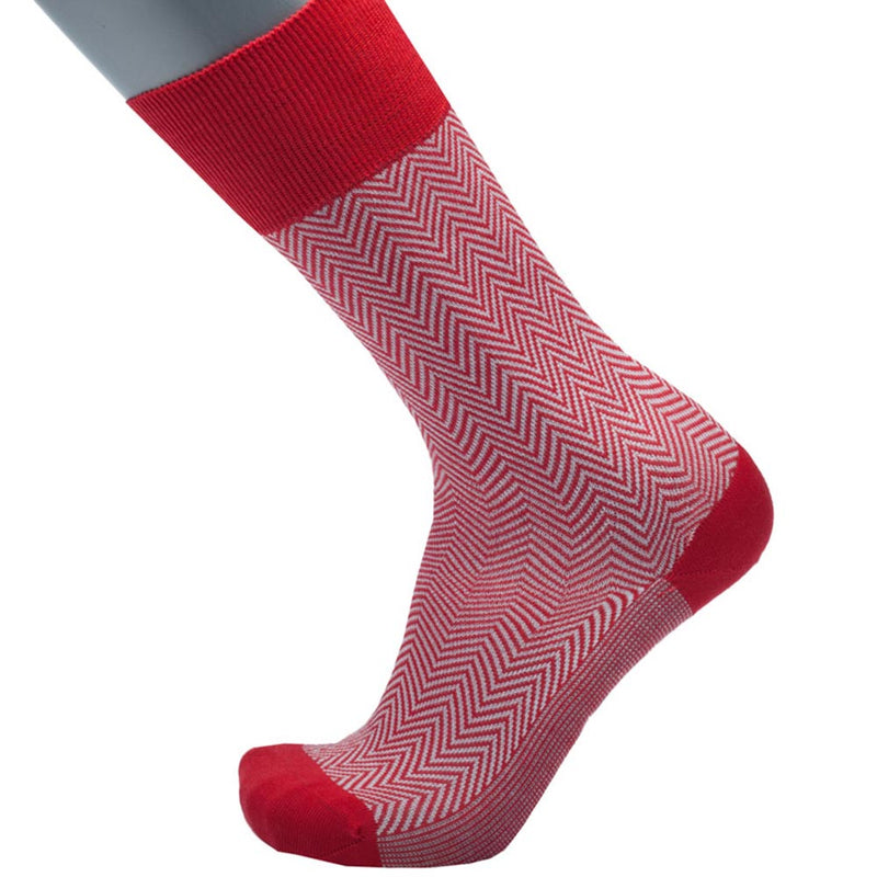 Feine Socken aus 100 % Baumwolle mit Fischgrätenmuster in Rot, Gr. 41/42 - BGENTS