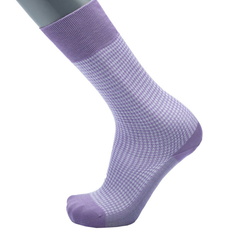 Feine Socken aus 100 % Baumwolle mit Hahnentrittmuster in Flieder, Gr. 45/46 - BGENTS