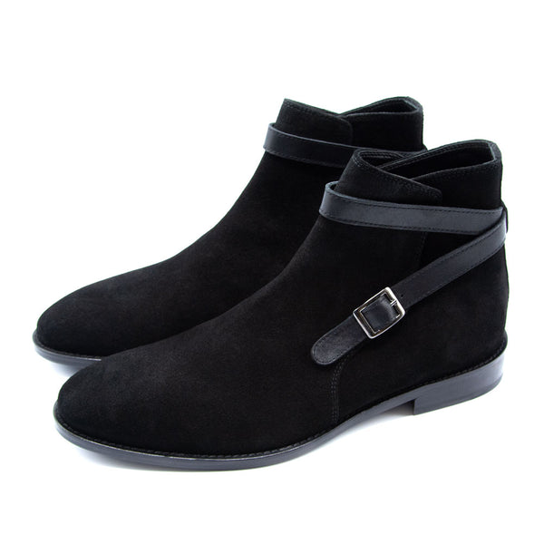 Jodhpur Boots aus Veloursleder in Schwarz