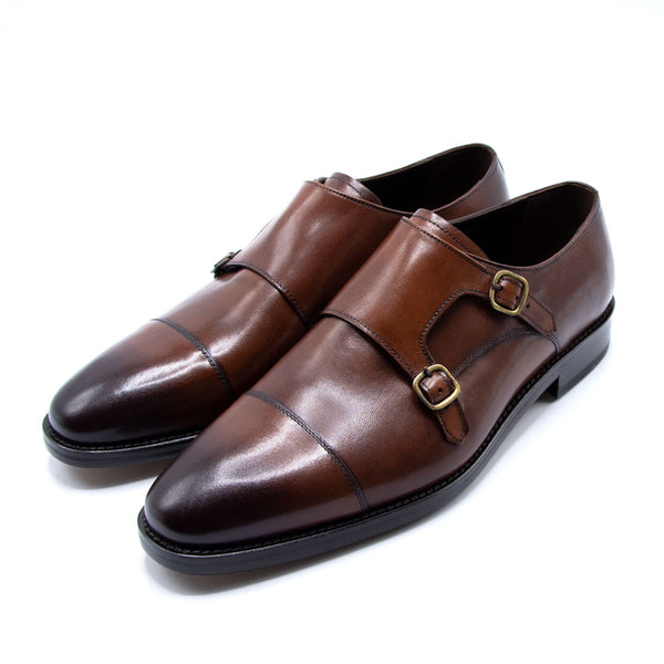 Double Monks Shoes in Cognac