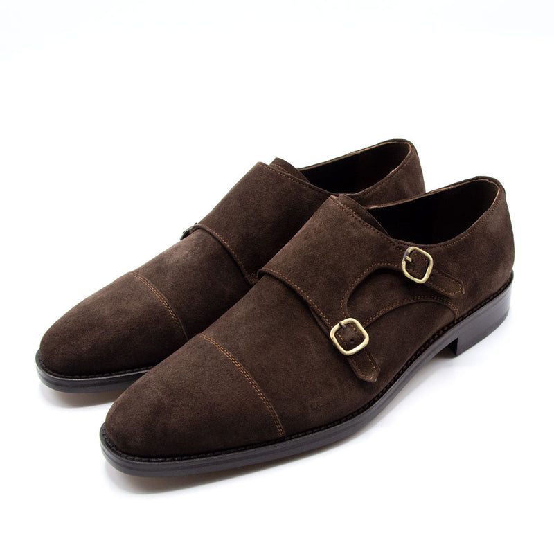 Double Monks Shoes aus Veloursleder in Braun