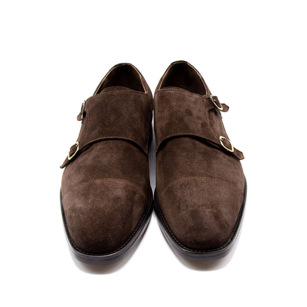 Double Monks Shoes aus Veloursleder in Braun