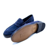 Penny Loafer aus Veloursleder in Dunkelblau