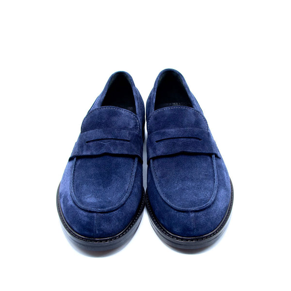 Penny Loafer aus Veloursleder in Dunkelblau