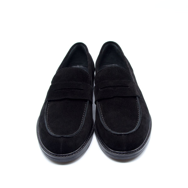 Penny Loafer aus Veloursleder in Schwarz