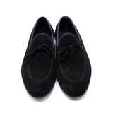 Loafer aus Veloursleder mit Schleife in Schwarz