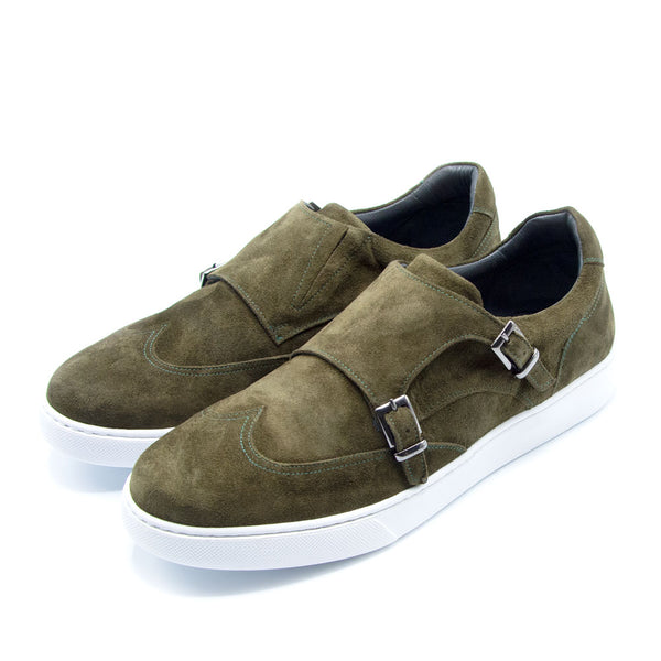 Business Sneaker aus Veloursleder in Olive