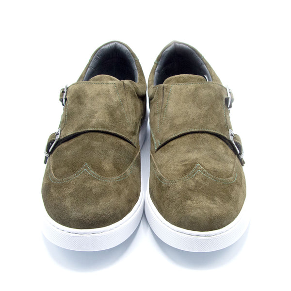 Business Sneaker aus Veloursleder in Olive