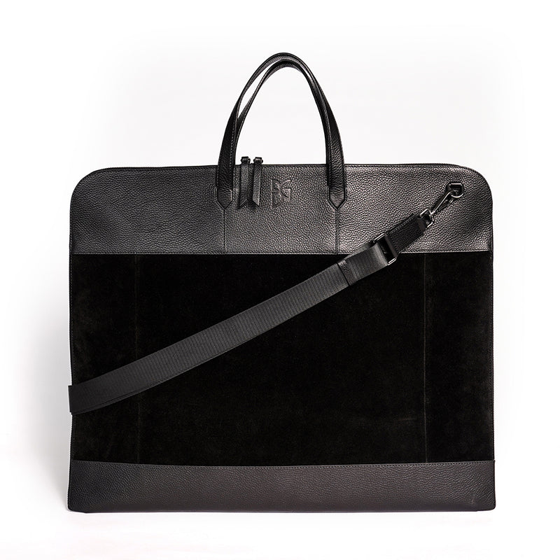 Smart Suit Bag - Anzugtasche aus Rindsleder/Veloursleder Kombination in Schwarz von BGENTS