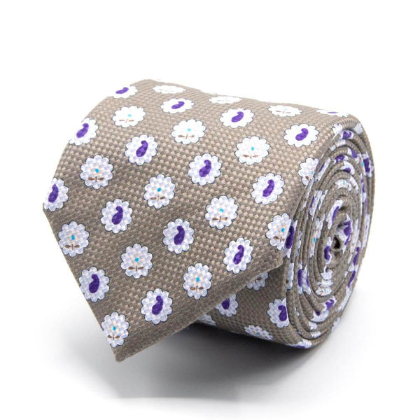 Panama-Krawatte in Beige mit Paisley- und Blüten-Muster von BGENTS