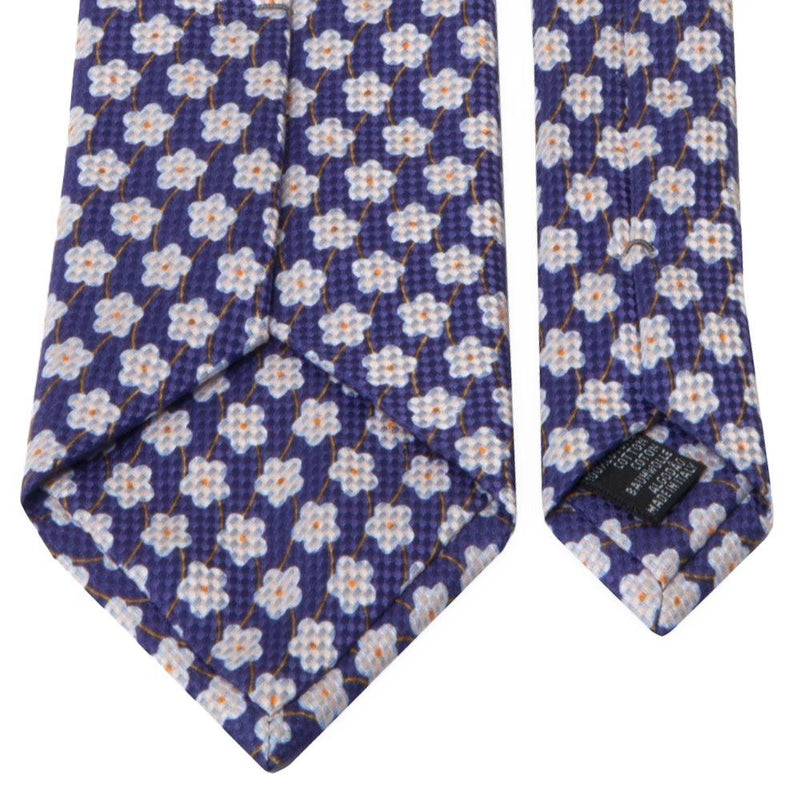Lila Panama-Krawatte mit Blüten-Muster von BGENTS Rückseite