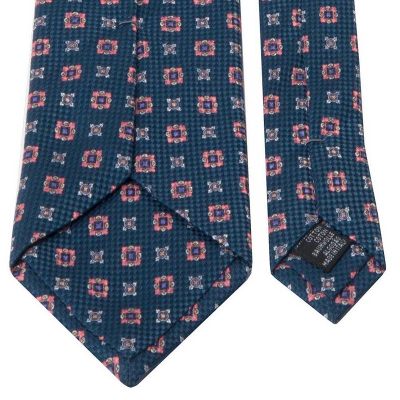 Dunkelblaue Panama-Krawatte mit geometrischem Muster von BGENTS Rückseite