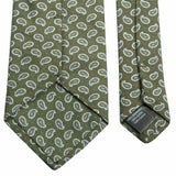 Grüne Baumwoll-Krawatte mit Paisley-Muster Rückseitenansicht