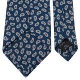 Dunkelblaue Krawatte aus Baumwoll-/Leinen-Gemisch mit Paisley-Muster von BGENTS Rückseite