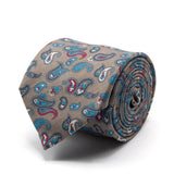 Krawatte aus Baumwoll-/Leinen-Gemisch in Grau mit Paisley-Muster von BGENTS