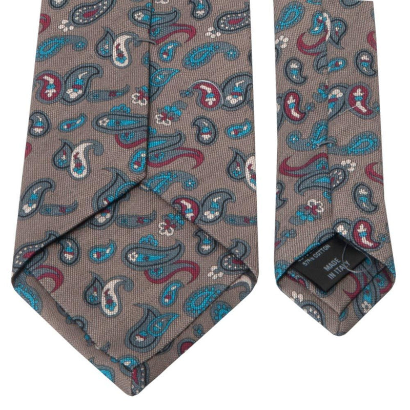 Krawatte aus Baumwoll-/Leinen-Gemisch in Grau mit Paisley-Muster von BGENTS Rückseite