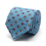 Hellblaue Krawatte aus Baumwoll-/Leinen-Gemisch mit geometrischem Muster von BGENTS
