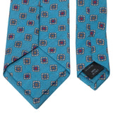 Hellblaue Krawatte aus Baumwoll-/Leinen-Gemisch mit geometrischem Muster von BGENTS Rückseite