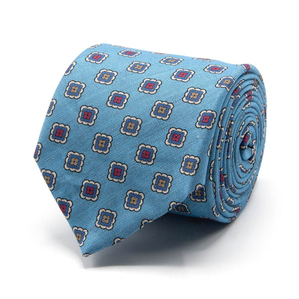 Krawatte aus Baumwoll-/Leinen-Gemisch mit geometrischem Muster von BGENTS