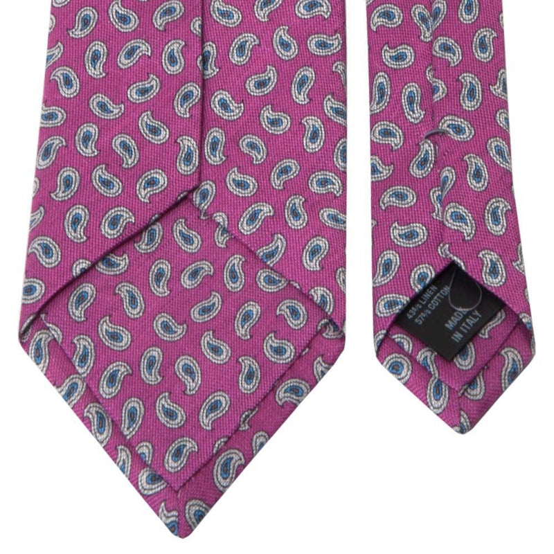 Krawatte aus Baumwoll-/Leinen-Gemisch in Pink mit Paisley-Muster von BGENTS Rückseite