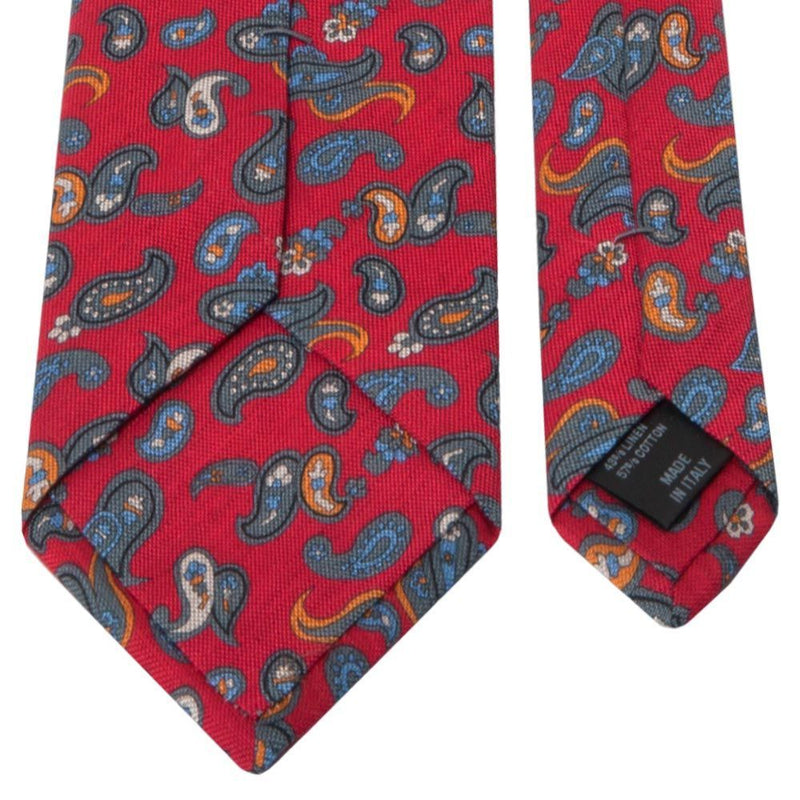 Krawatte aus Baumwoll-/Leinen-Gemisch in Rot mit Paisley-Muster von BGENTS Rückseite