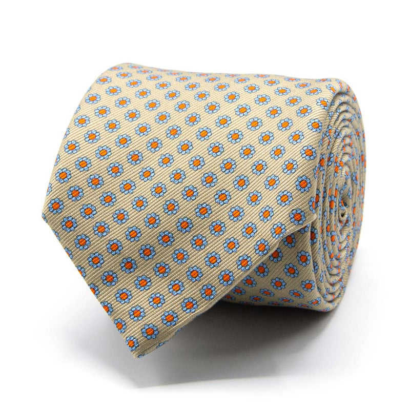 Mogador-Krawatte in Beige mit Blüten-Muster von BGENTS