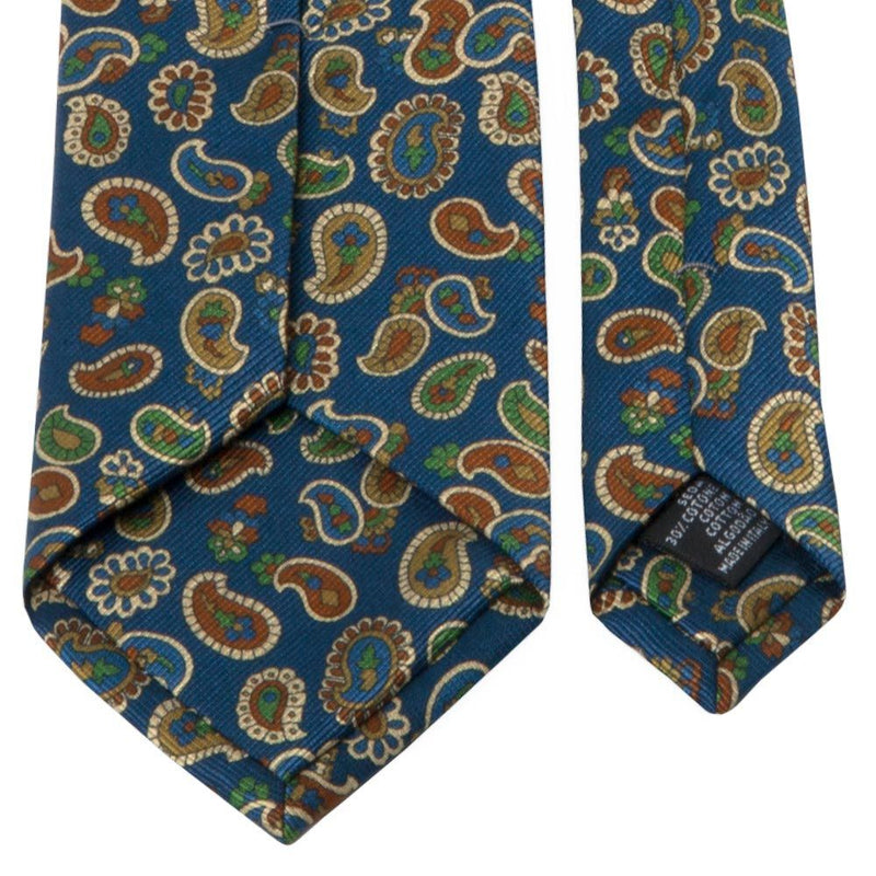 Dunkelblaue Mogador-Krawatte mit Paisley-Muster von BGENTS Rückseite