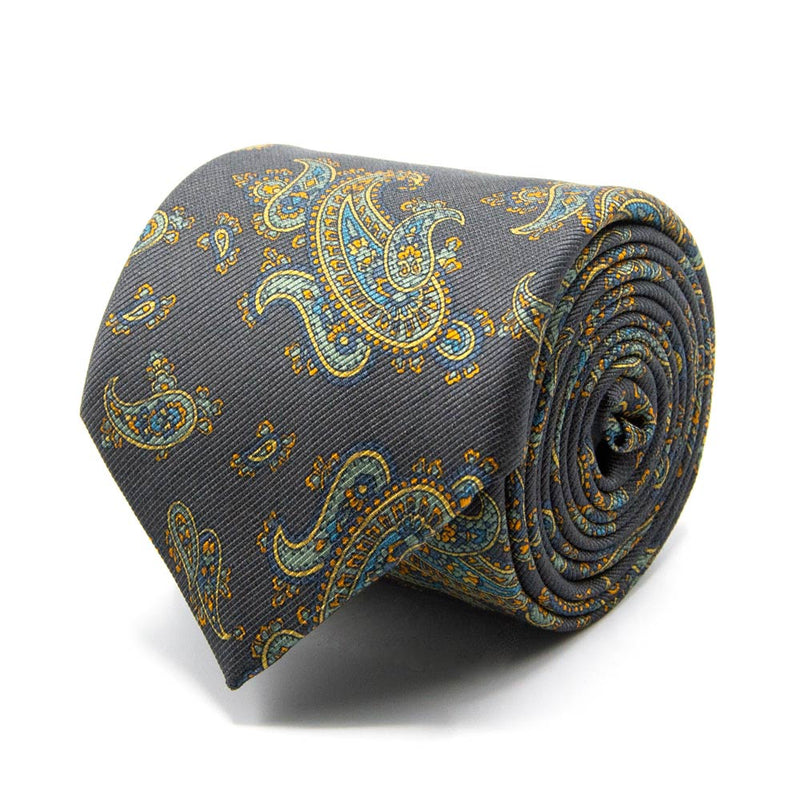 Graue Mogador-Krawatte mit Paisley-Muster von BGENTS
