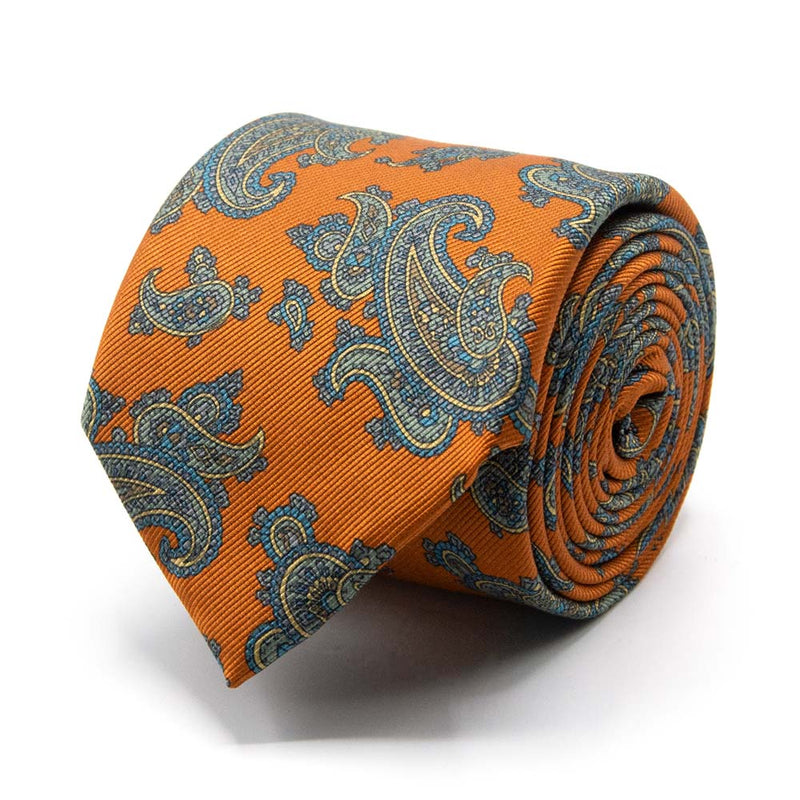 Mogador-Krawatte in Orange mit Paisley-Muster von BGENTS