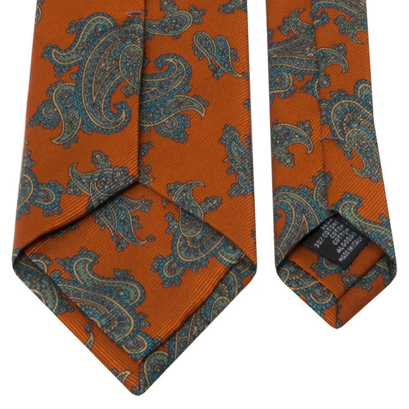 Mogador-Krawatte in Orange mit Paisley-Muster von BGENTS Rückseite