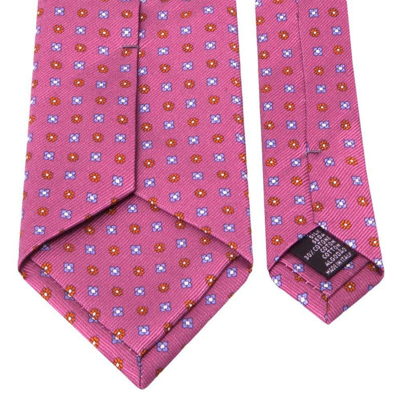 Mogador-Krawatte in Raspberry mit Blüten-Muster von BGENTS Rückseite