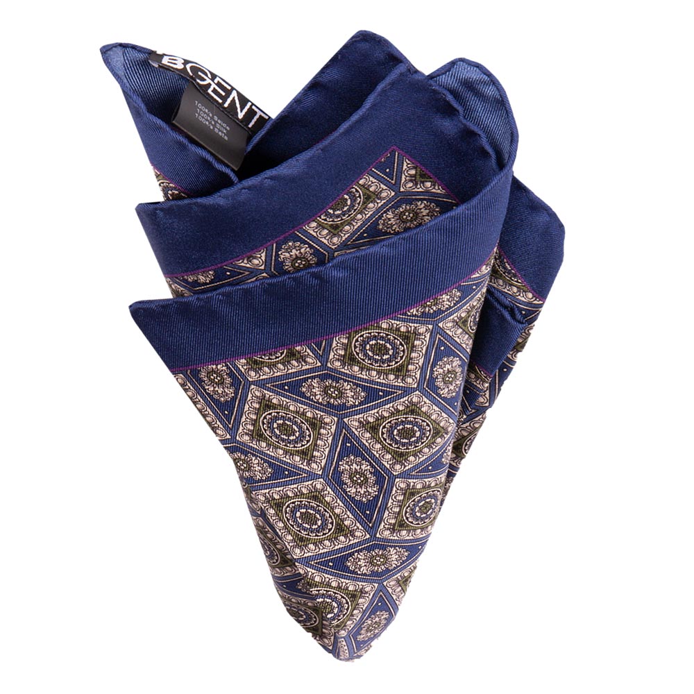 SO MILANO Seiden-Einstecktuch HERALDIC - 100% Seide Handrolliert Made In Italy