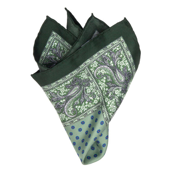 Handrolliertes Einstecktuch aus Seiden-Twill mit floralem Muster von BGENTS