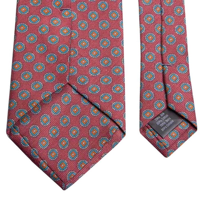 Braune Mogador-Krawatte mit Kreisen von BGENTS Rückseite