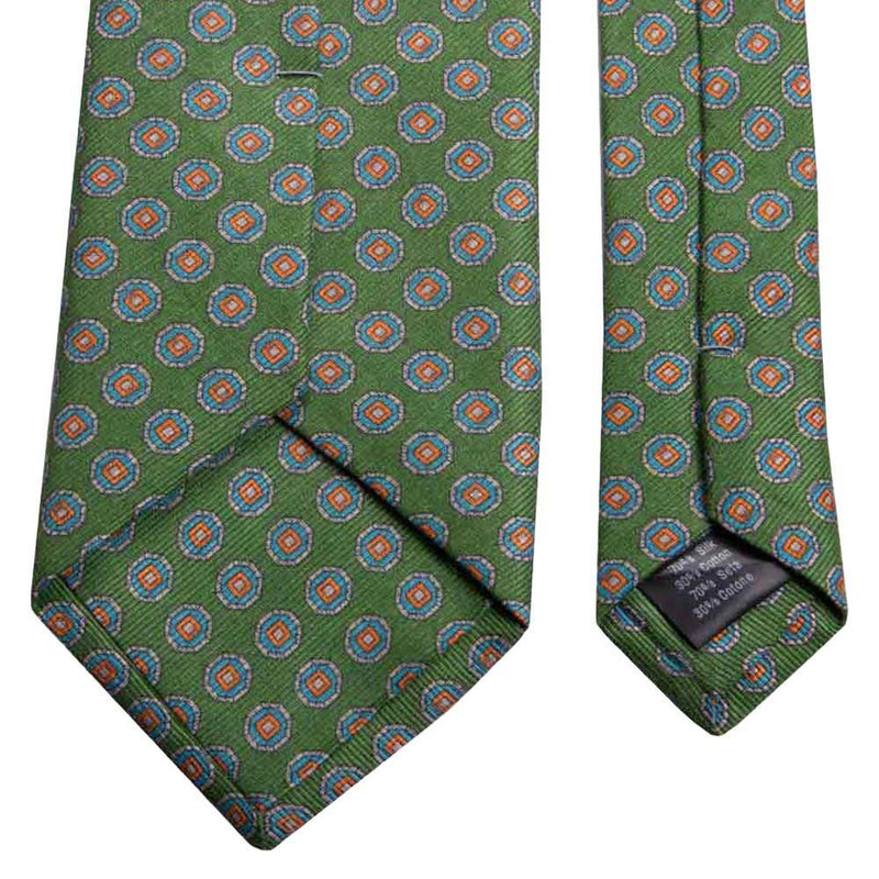 Grüne Mogador-Krawatte mit Kreisen von BGENTS Rückseite