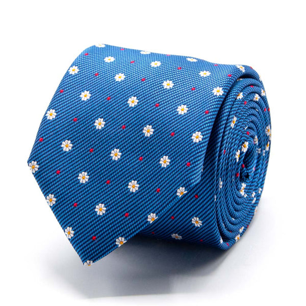 Blaue Seiden-Jacquard Krawatte mit Blüten-Muster von BGENTS