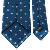 Blaue Seiden-Jacquard Krawatte mit Blüten-Muster von BGENTS Rückseite