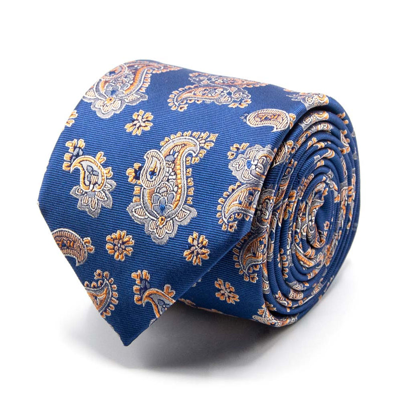 Blaue Seiden-Jacquard Krawatte mit Paisley-Muster von BGENTS