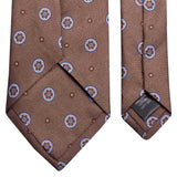 Braune Krawatte aus Shantung-Seide mit Blüten-Muster von BGENTS Rückseite