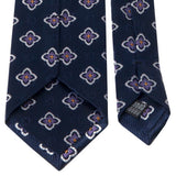 Marineblaue Seiden-Jacquard Krawatte mit Blüten-Muster von BGENTS Rückseite