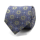 Seiden-Jacquard Krawatte in Dunkelblau mit Blüten-Muster von BGENTS