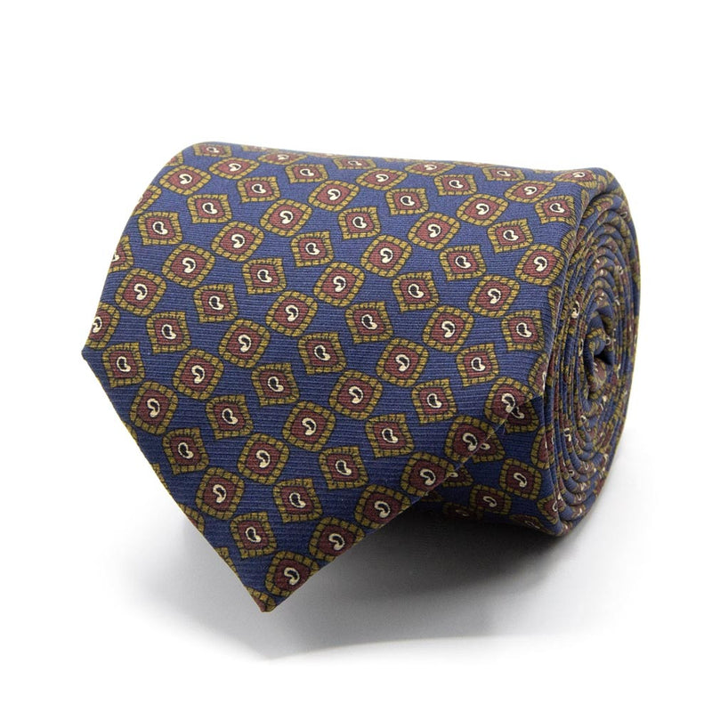 Dunkelblaue Saglia-Krawatte aus reiner Seide mit mini Paisley-Muster von BGENTS